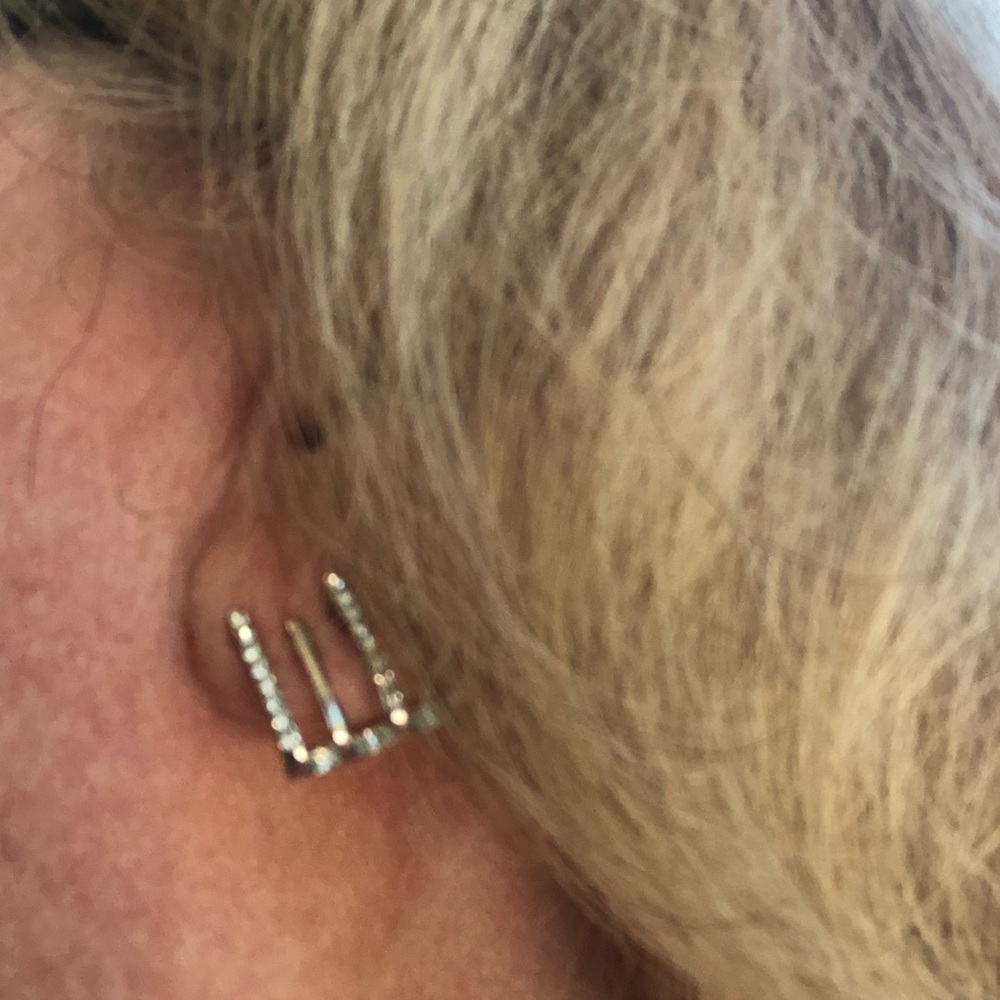 Sparkly 4 pronged Black Hematite Crystal Earrings - Picture 6 of 9